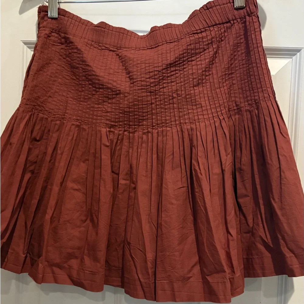 Anthropologie Rust Red A-Line Cotton Skirt - Picture 7 of 8